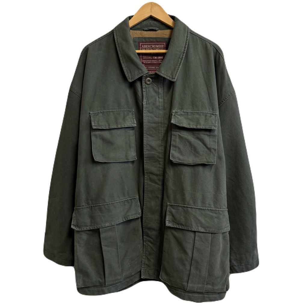 ABERCROMBIE and FITCH アバクロンビーアンドフィッチ ミリタリージャケット フロントボタン カーキ Lサイズ No.L104