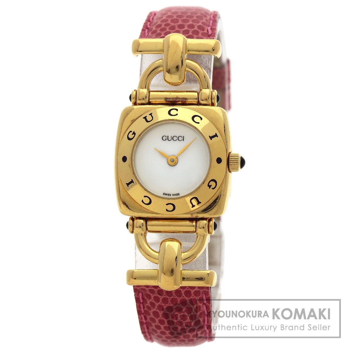 GUCCI グッチ 6300L ロゴ 腕時計 GP 革 レディース [中古]