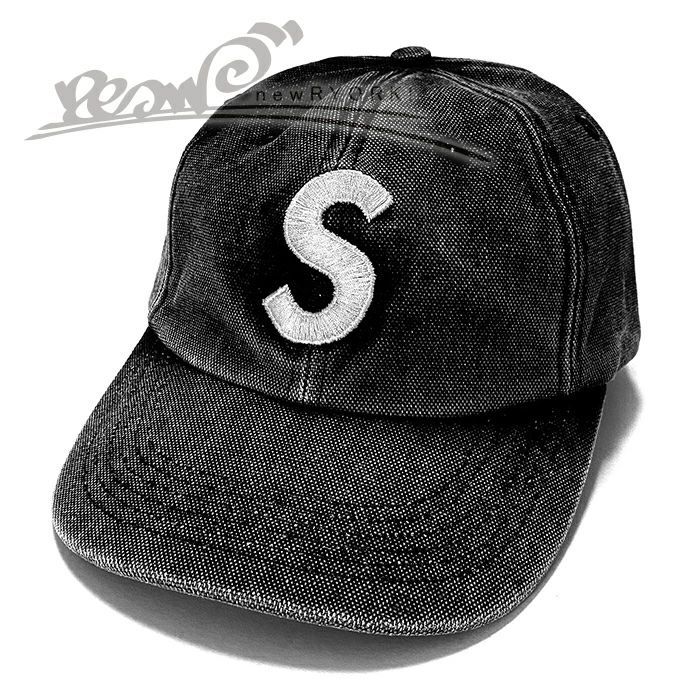 メンズ キャップ ブラック Supreme シュプリーム Pigment Coated Canvas S Logo 6-Panel FW25H85 シュプリームピグメントコーテッドキャンバスSロゴ6パネルキャップ se1106r