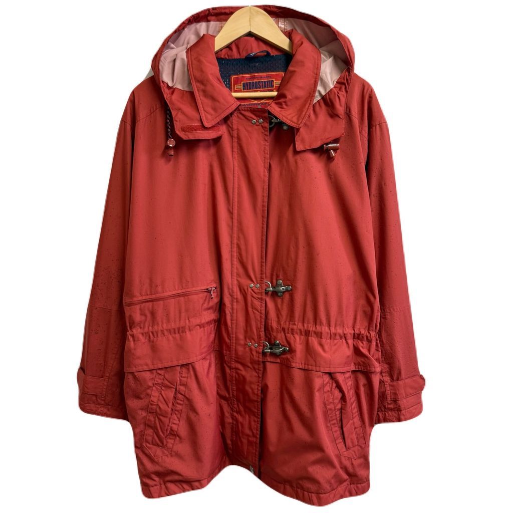 YESSICA アウトドアジャケット フード付き マウンテンパーカー フルジップ ポケット付き エンジ 赤系 No.L105