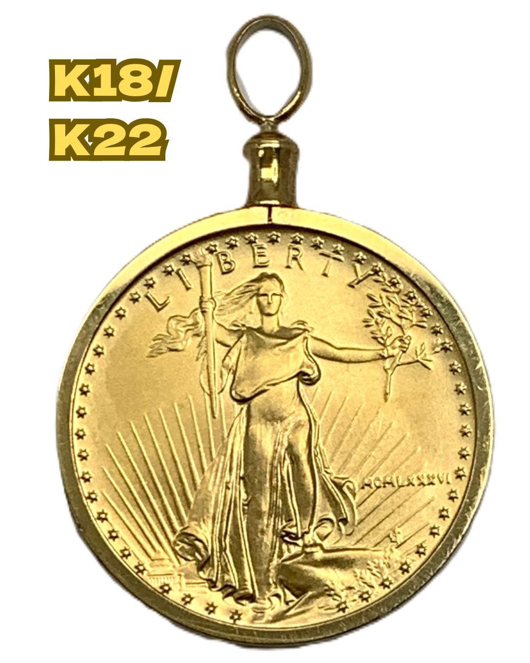 K 18枠 22 ペンダント イーグルコイン 1 4オンス 10ドルコイン 9.7 g