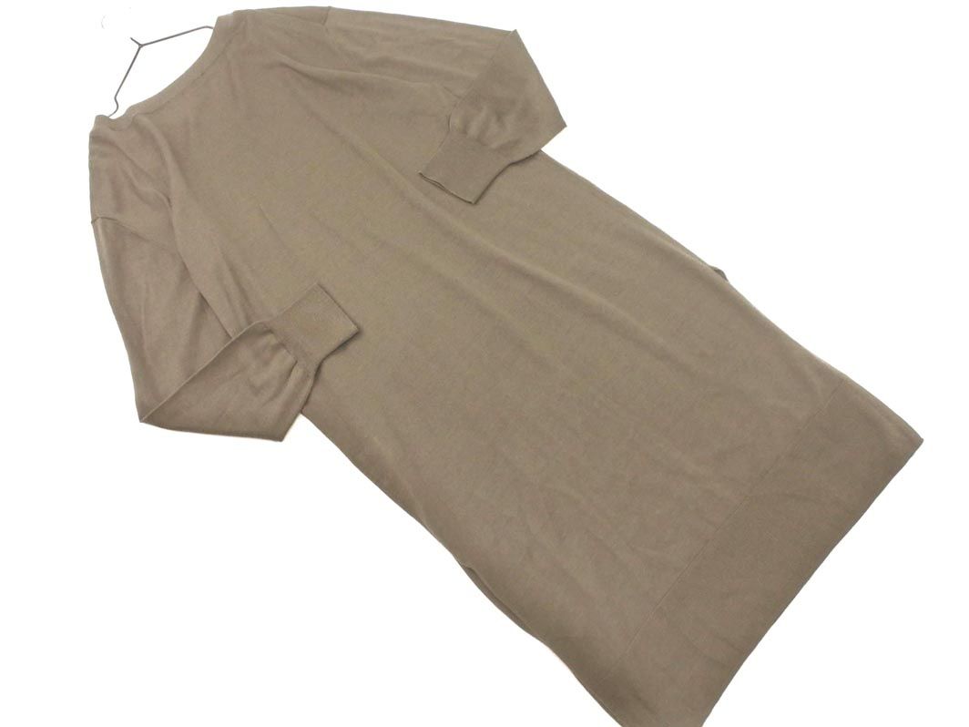 【即決】ボッシュ BOSCH レディース ワンピース 混毛 膝丈 グレー 520438 ACD013-2 ボッシュ 長袖ワンピース ニットワンピ ドレープネック ひざ