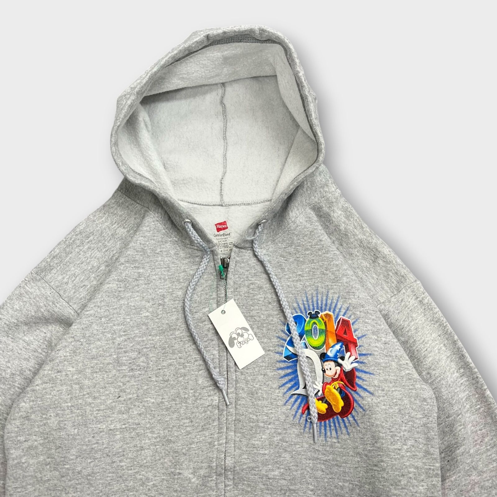 Hanes Disney ヴィンテージ ジップパーカー グレー Sサイズ Walt 