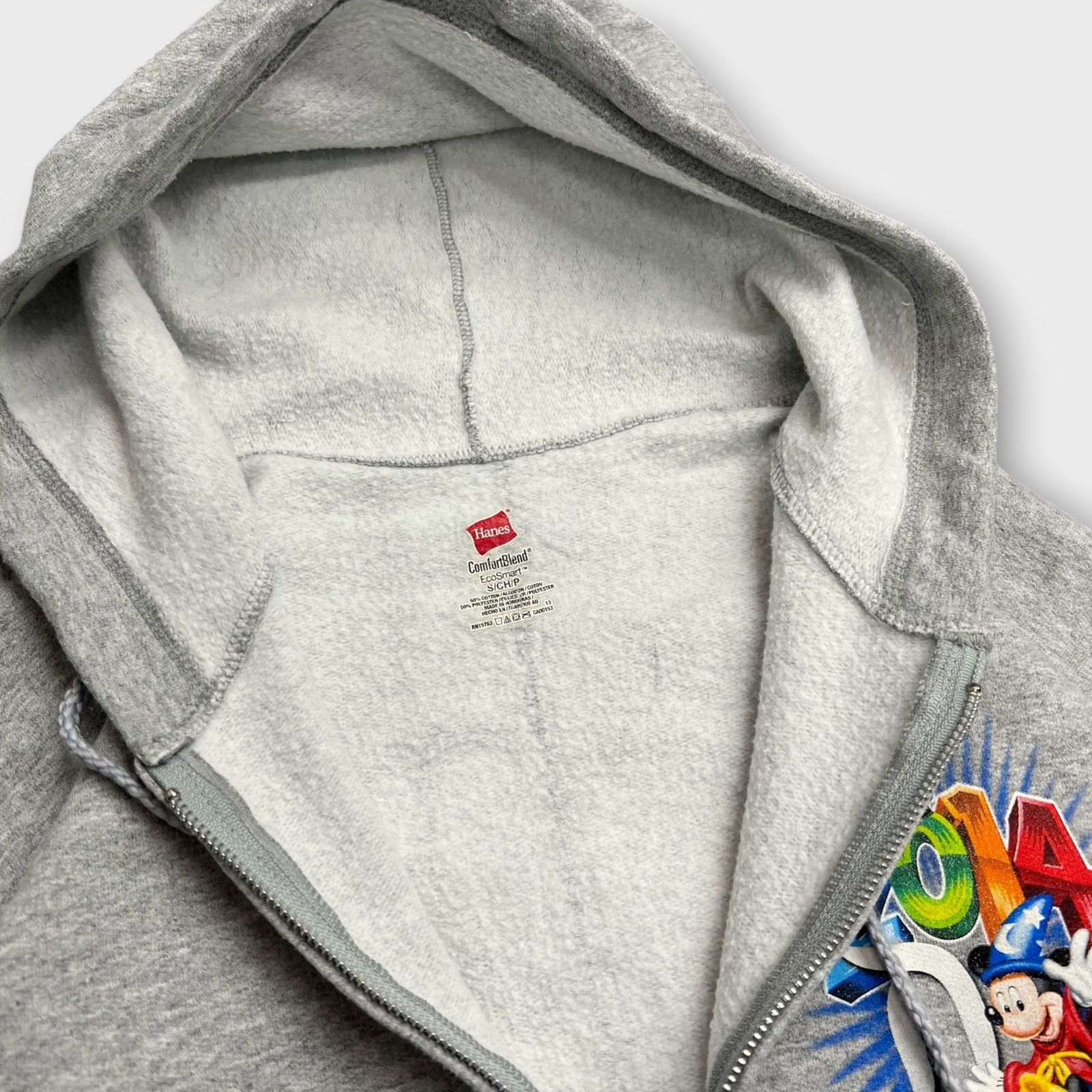 Hanes Disney ヴィンテージ ジップパーカー グレー Sサイズ Walt 