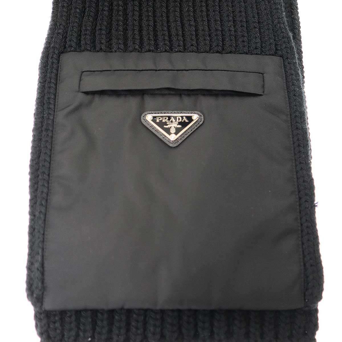 PRADA プラダ RE-NYLON ロゴプレート ウールナイロンマフラー UMS354