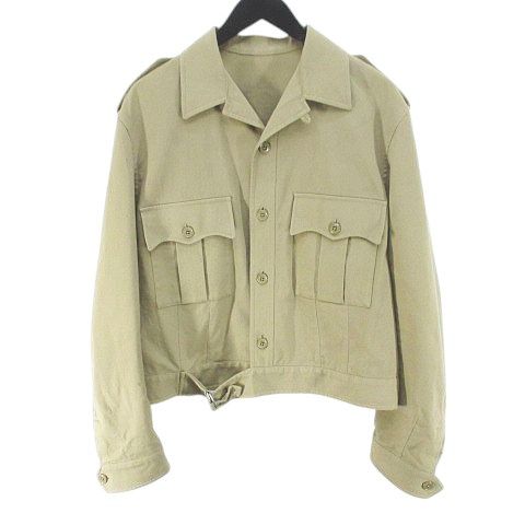 セリーヌ CELINE 2W172427I コットンリネンアビエータージャケット ショート丈 S ベージュ系 イタリア製 無地 ブルゾン