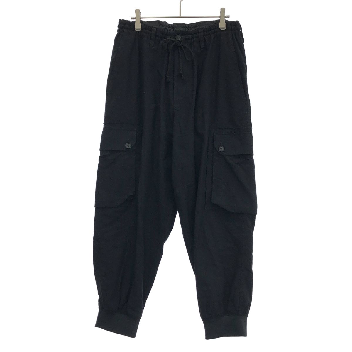 Ground Y グラウンド ワイ 25SS COTTON TWILL STANDARD RIBBED HEM CARGO コットンツイルリブカーゴパンツ GP-P07-002 ブラック 3