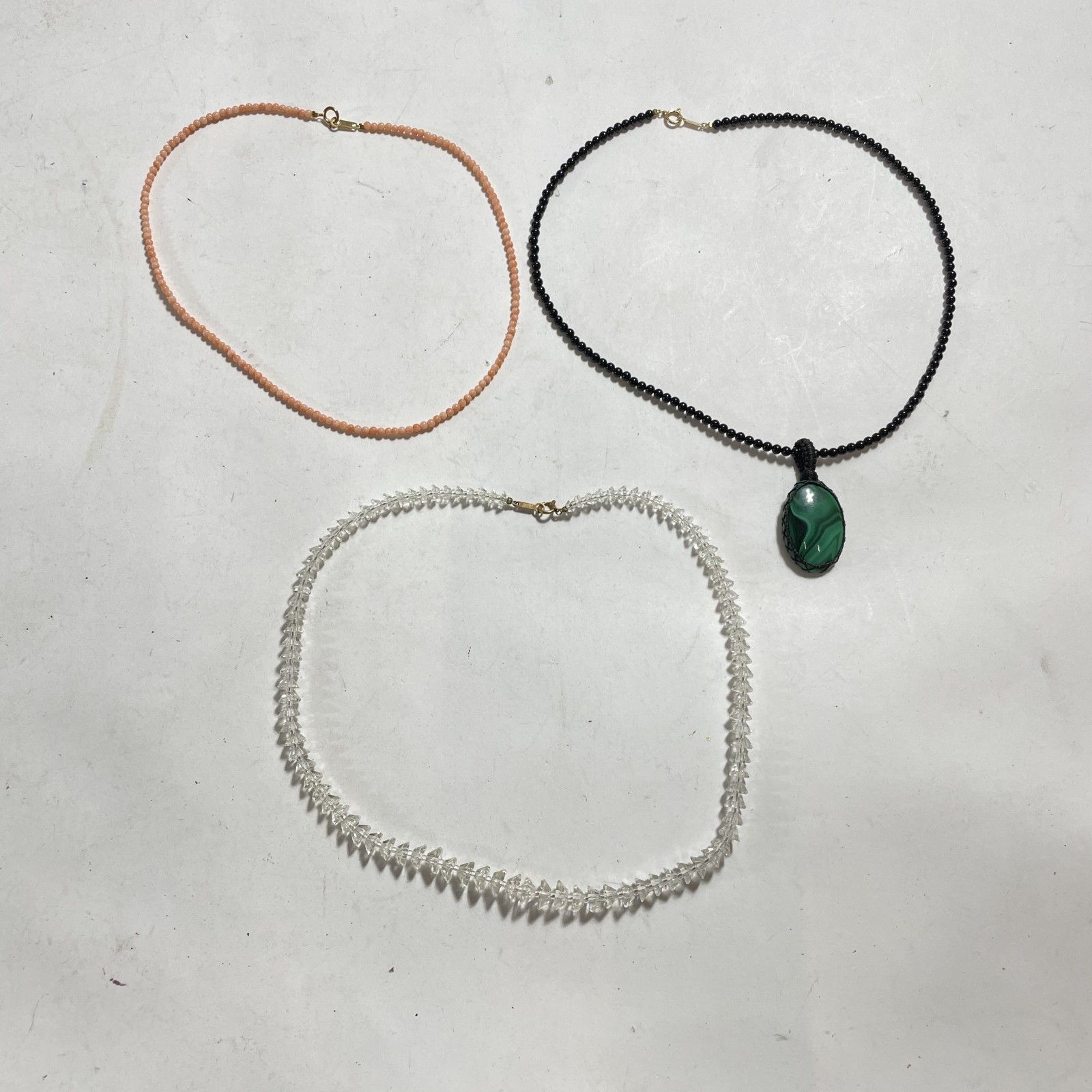 K 18 750刻印 18金 留め具 天然石 ネックレス 3点 総重量30.8 g 0.03 kg