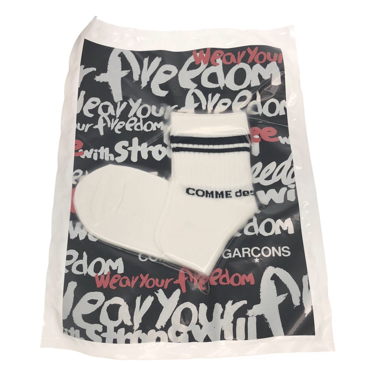 COMME des GARCONS コムデギャルソン ロゴリブソックス ホワイト