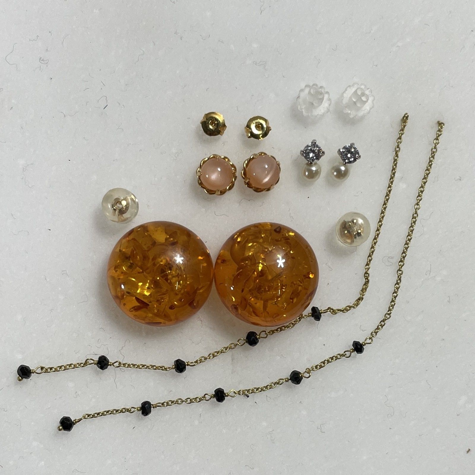 K18刻印 18金 ゴールド 両耳ピアス 4点 ポスト刻印 ピアス ロングチェーンピアス 総重量5.01g 0.005kg