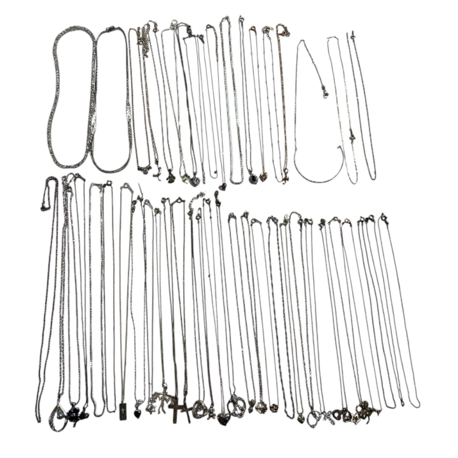 シルバー シルバーネックレス アソート 44本 チェーン切れ3本 ネックレス 総重量約175g 現状品 0.17kg