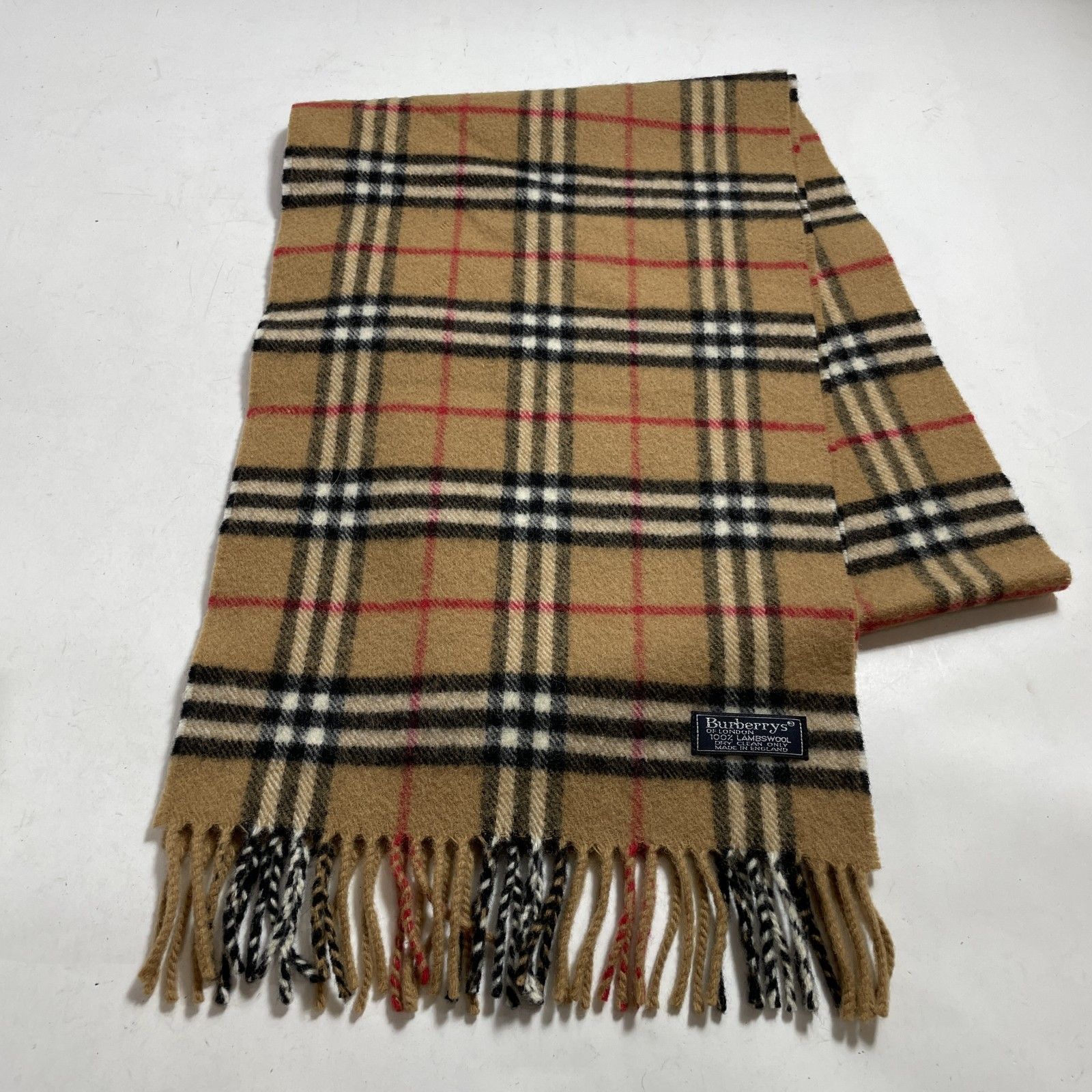 バーバリー カーディガン キャメル 40 ノバチェック ピュアラムウール