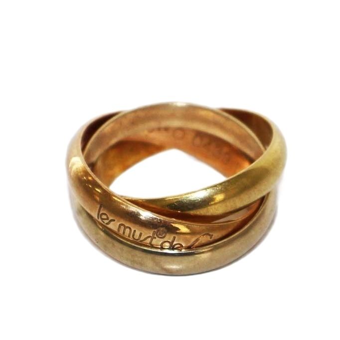 カルティエ Cartier トリニティリング 指輪 K18 8号 イエローゴールド ピンクゴールド KH OH