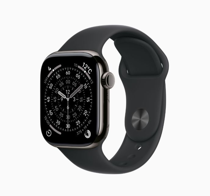 Apple Watch Series 11 GPS Cellularモデル 42 mm MF 8 R 4 J A スレートチタニウムケース ブラックスポーツバンド S M