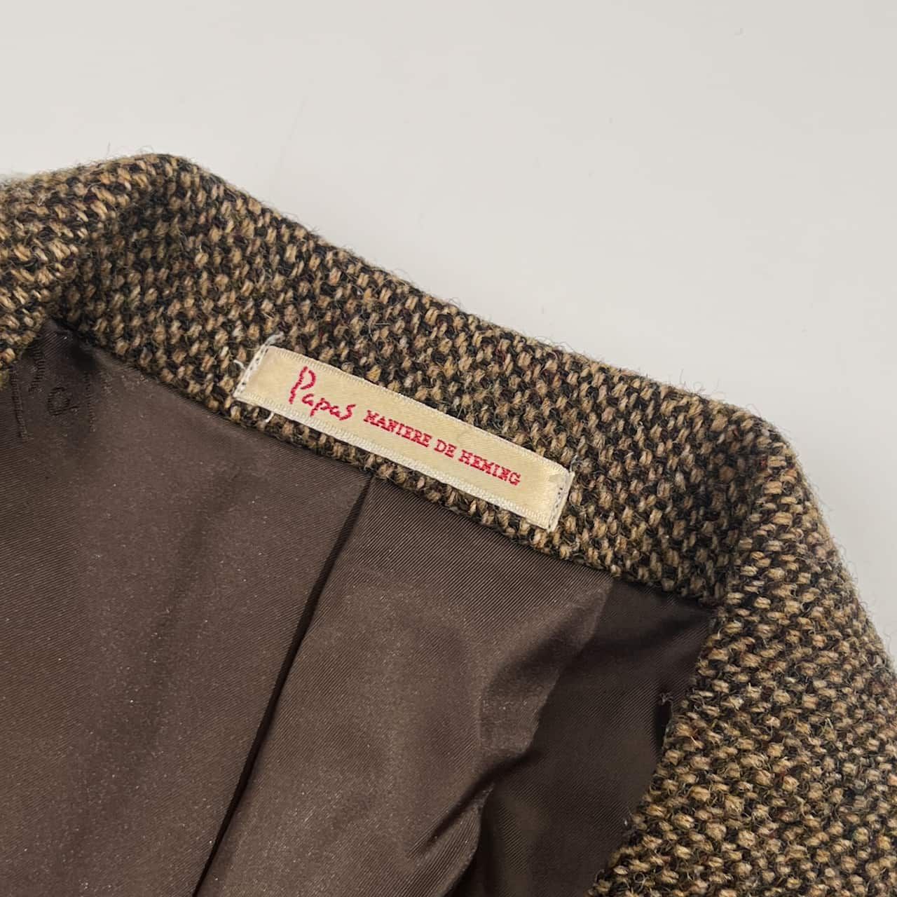 PAPAS パパス × Harris Tweed ハリスツイード くるみボタン ウール