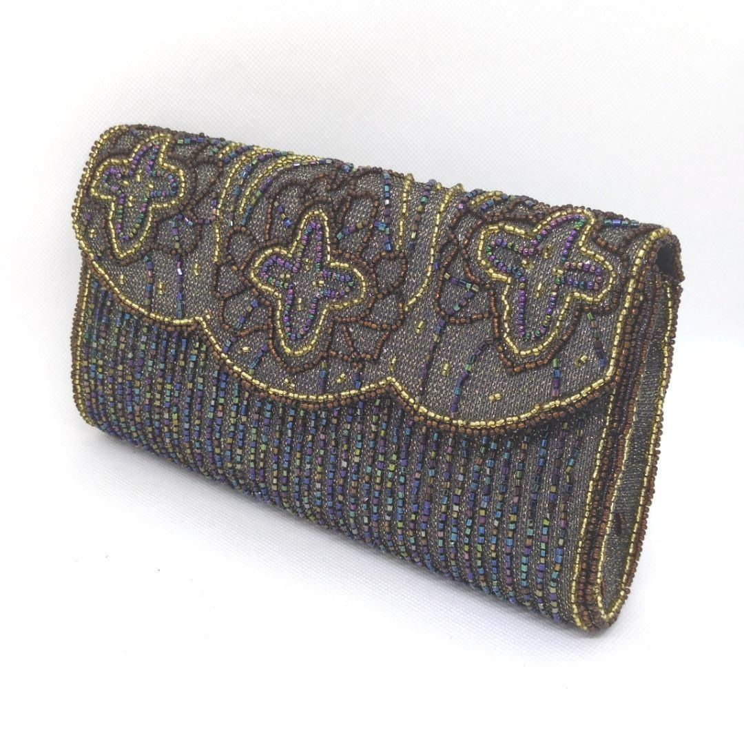  ビーズ刺繍 クラッチバッグ ショルダー 2 way 昭和レトロ パーティーバッグ パーティーバッグ バッグ