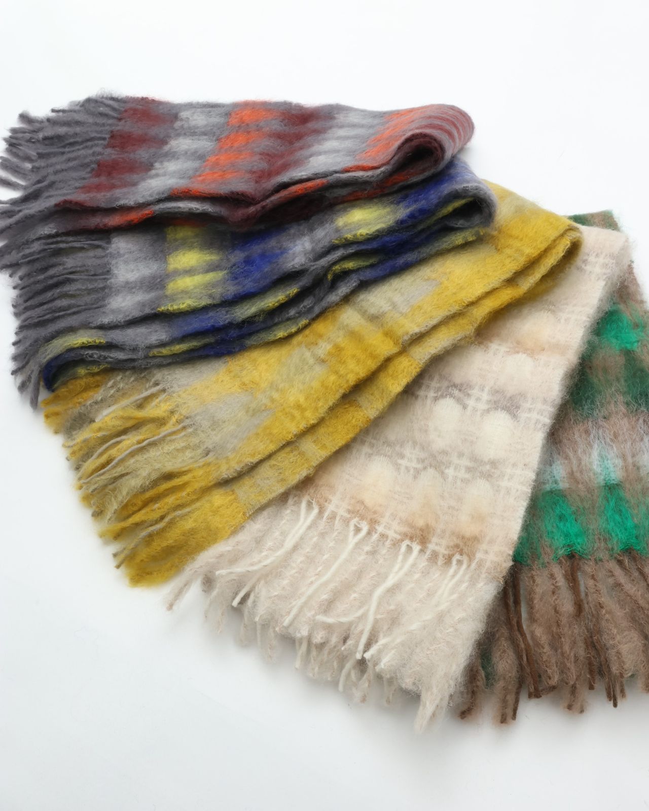  MANTAS EZCARAY マンタスエスカライ MIA モヘアストール MIxsd 6 F グリーン系 マフラー マフラー 小物