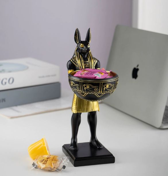 収納 アヌビス犬神置物 家庭用リビングデスクトップ装飾品 樹脂製 エジプト 置物