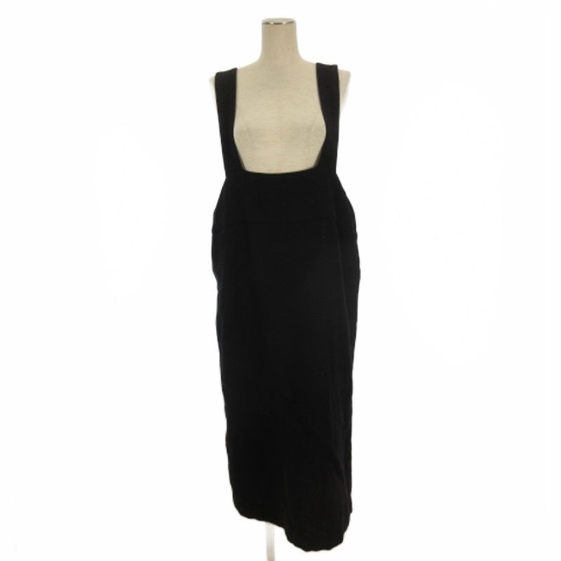 カグレ かぐれ ジャンパースカート ワンピース ロング ウール ブラック 0