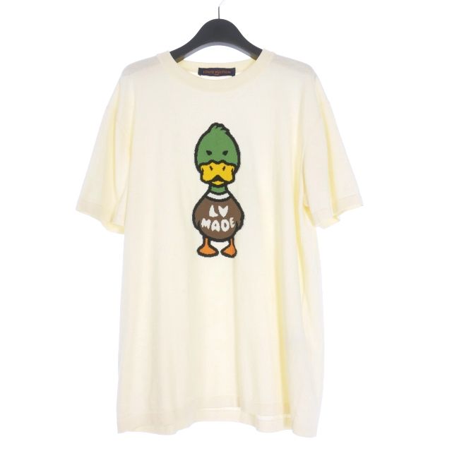 ルイヴィトン LOUIS VUITTON × NIGO 22SS インタルシアジャカード ダックニットTシャツ カットソー 半袖 M アイボリー 白 RM221M F96 HMN04W 正規