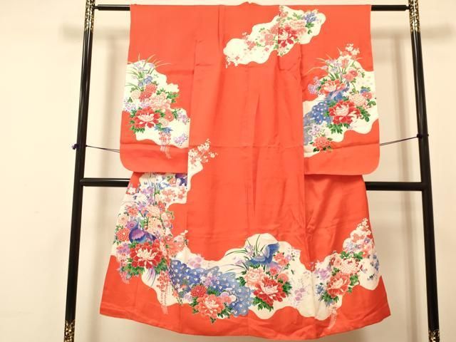 平和屋着物[]七五三 女の子 7歳 祝着 四つ身 襦袢(半衿刺繍)セット 駒  