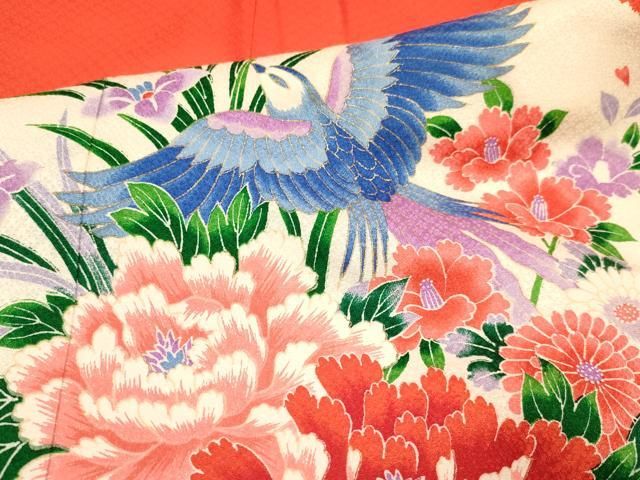 平和屋着物[]七五三 女の子 7歳 祝着 四つ身 襦袢(半衿刺繍)セット 駒  