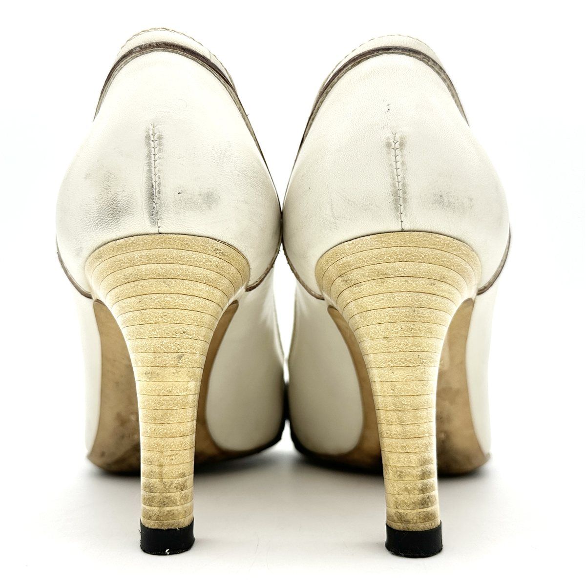□希少□ GUCCI ハイヒール 本革 GG柄 シェリーライン ホワイト 2374T