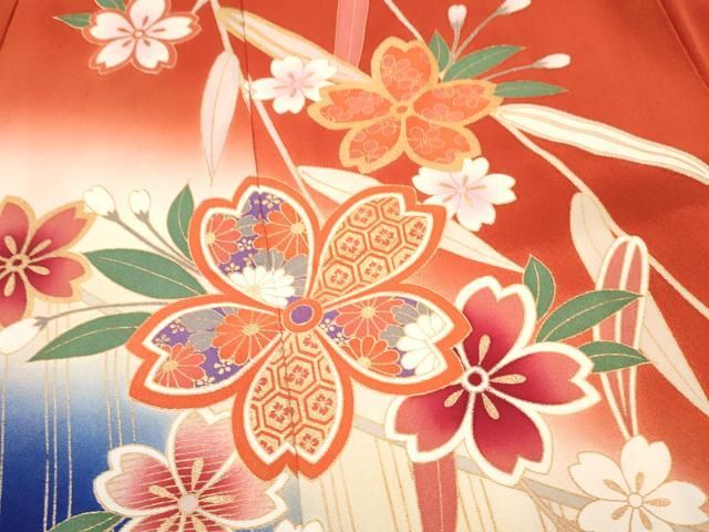 平和屋着物[]七五三 女の子 7歳 祝着 四つ身 袋帯セット