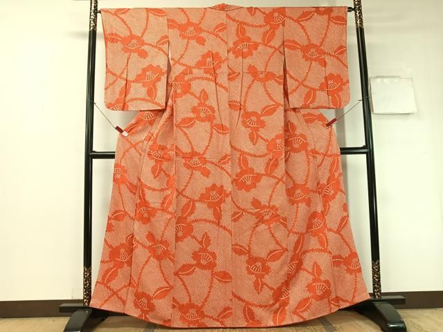 平和屋着物□上質な小紋 総絞り 椿 正絹 逸品 未使用 CAAZ2246vp