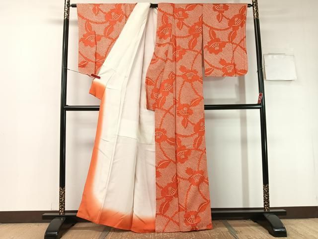 平和屋着物□上質な小紋 総絞り 椿 正絹 逸品 未使用 CAAZ2246vp