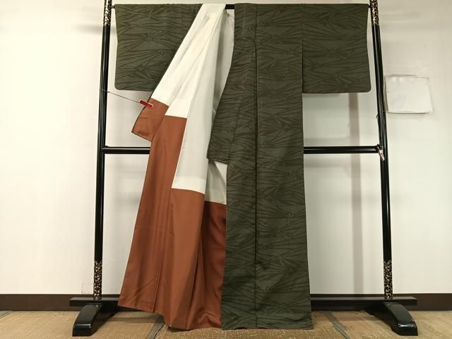 平和屋着物○上質な紬 100亀甲 間道 正絹 逸品 CAAZ1021vf