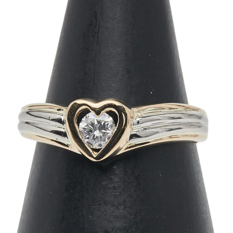 1P ハート モチーフ Pt900 プラチナ K18YG イエローゴールド コンビ レディース 1-0238722