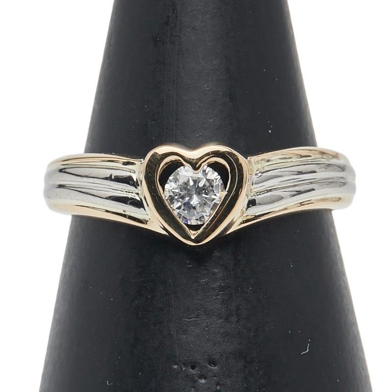 1 P ハート モチーフ Pt 900 プラチナ K 18 YG イエローゴールド コンビ レディース 1-0238722