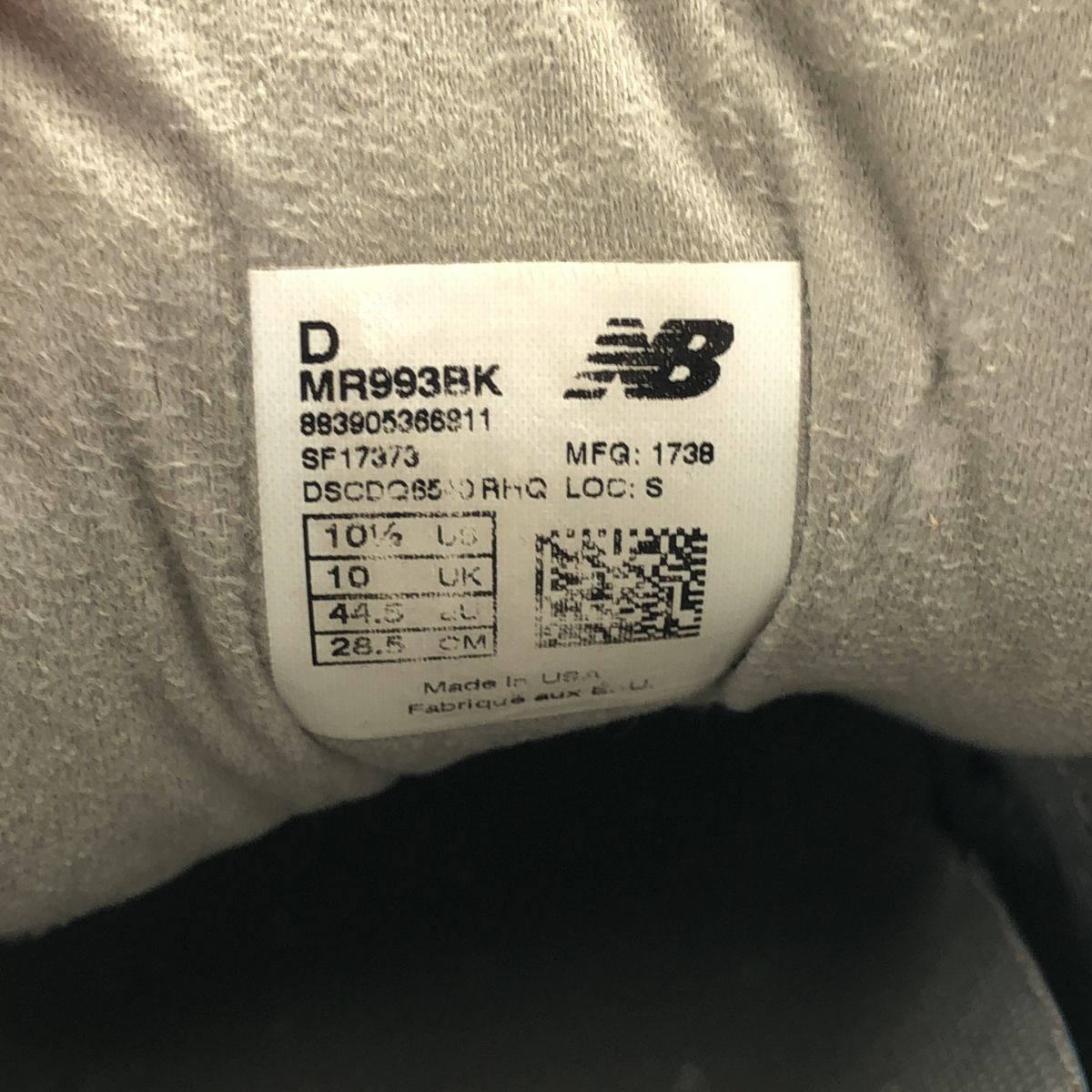 NEW BALANCE ニューバランス スニーカー MR993BK ブラック 28.5cm 