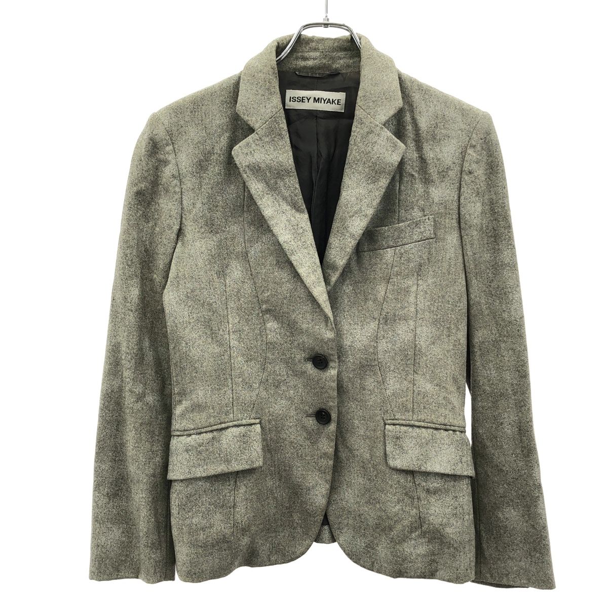 ISSEY MIYAKE イッセイミヤケ カシミヤ混2 Bジャケット-スカート セットアップ グレー 2