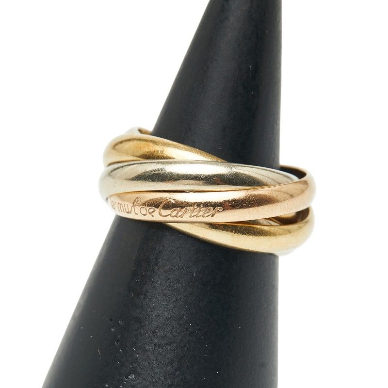 カルティエ トリニティ 5連 リング 指輪 48 K18YG イエローゴールド K18WG ホワイトゴールド K18PG ピンクゴールド レディース CARTIER 228-41378