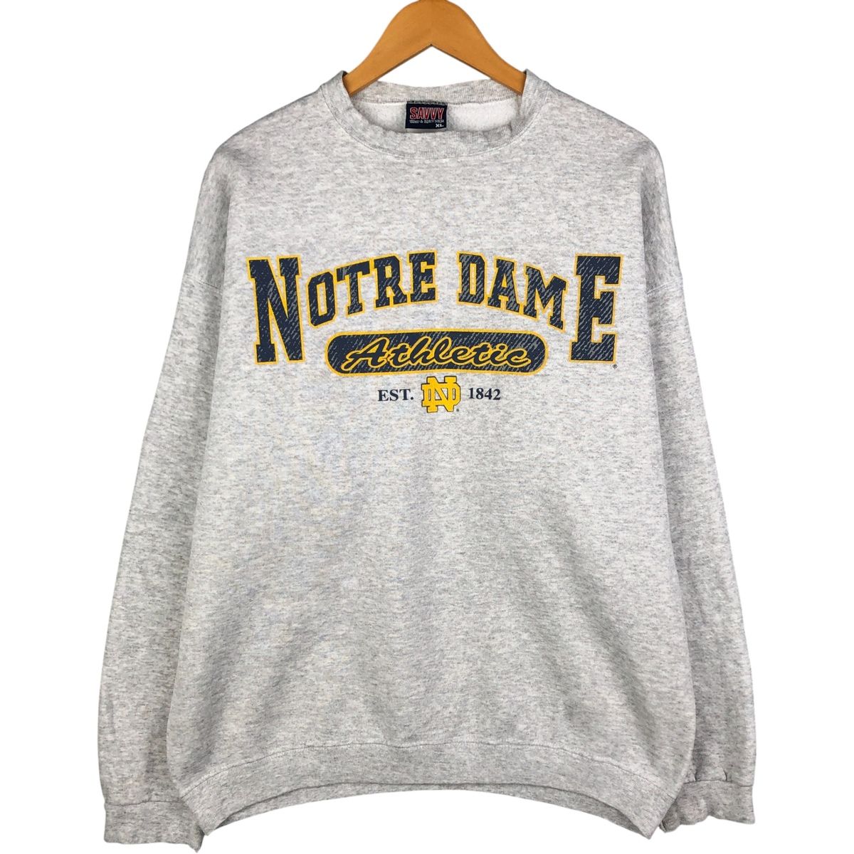 古着 SAVVY NOTRE DAME ノートルダム大学 3連プリント プリントスウェットシャツ トレーナー USA製 メンズXL相当 ヴィンテージ/eaa595077 古着 SAVVY NOTRE DAME ノートルダム大学 3連プリント プリント