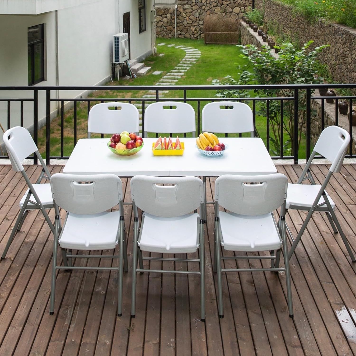 折りたたみテーブル アウトドア 180cm 150cm 120cm 屋台 テーブル 大きい ガーデンテーブル ダイニングテーブル コンパクト収納 簡単組立 オリタタミテーブル アウトドア 庭BBQ ファミリーキャンプ パーティー 耐荷重約120kg ホワ