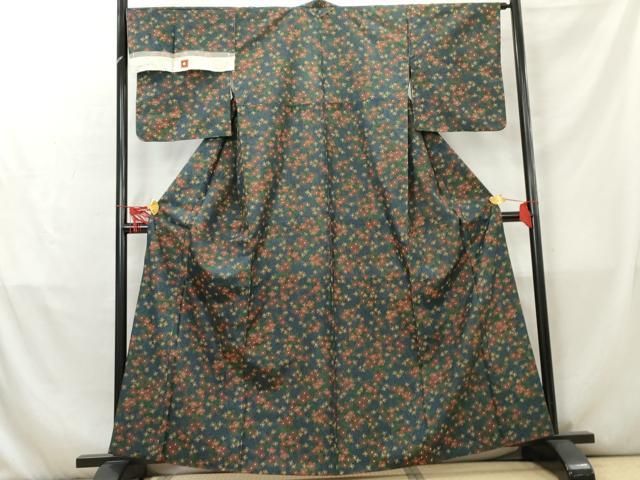 平和屋着物○本場大島紬 くぼた謹製 乱菊 証紙付き 正絹 逸品 未使用