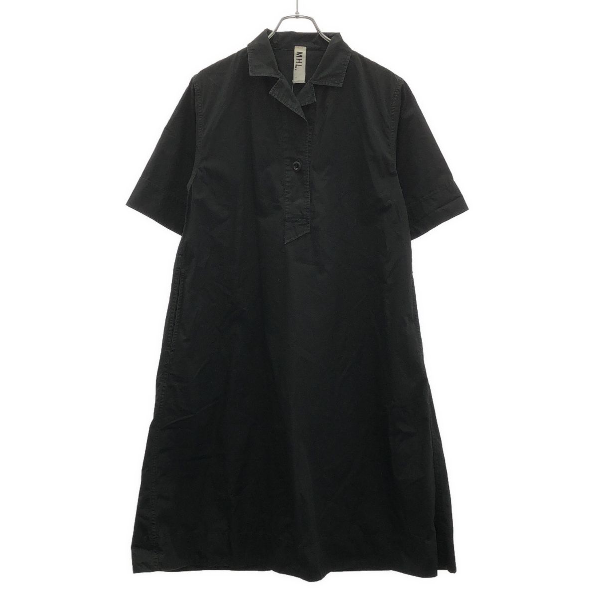 MHL. MARGARET HOWELL エムエイチエルマーガレットハウエル 23SS SUPER FINE COTTON TWILL コットンツイルワンピース 595-3157500 ブラック 1