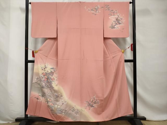 平和屋着物○訪問着 樹林京風景文 暈し染め 金銀彩 ロング丈 正絹 逸品