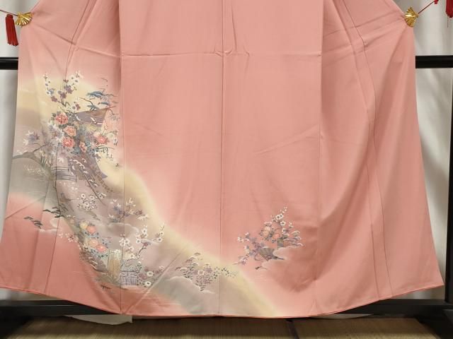 平和屋着物□訪問着 几帳枝花文 暈し染め 金銀彩 正絹 逸品 AABC2047gw