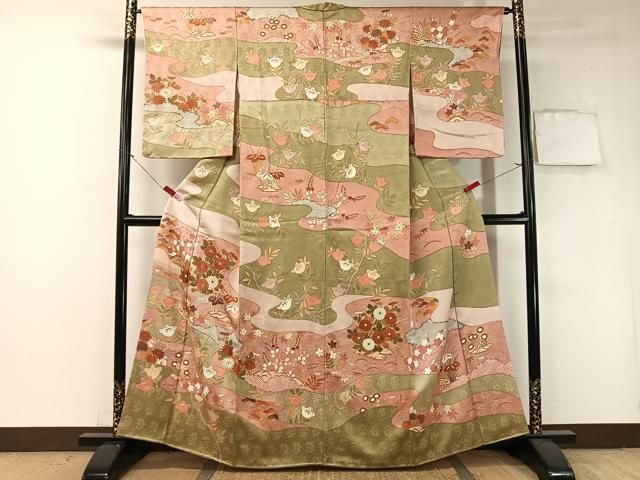 平和屋着物□訪問着 駒刺繍 流水籬花文 金彩 正絹 逸品 CAAZ2333vp