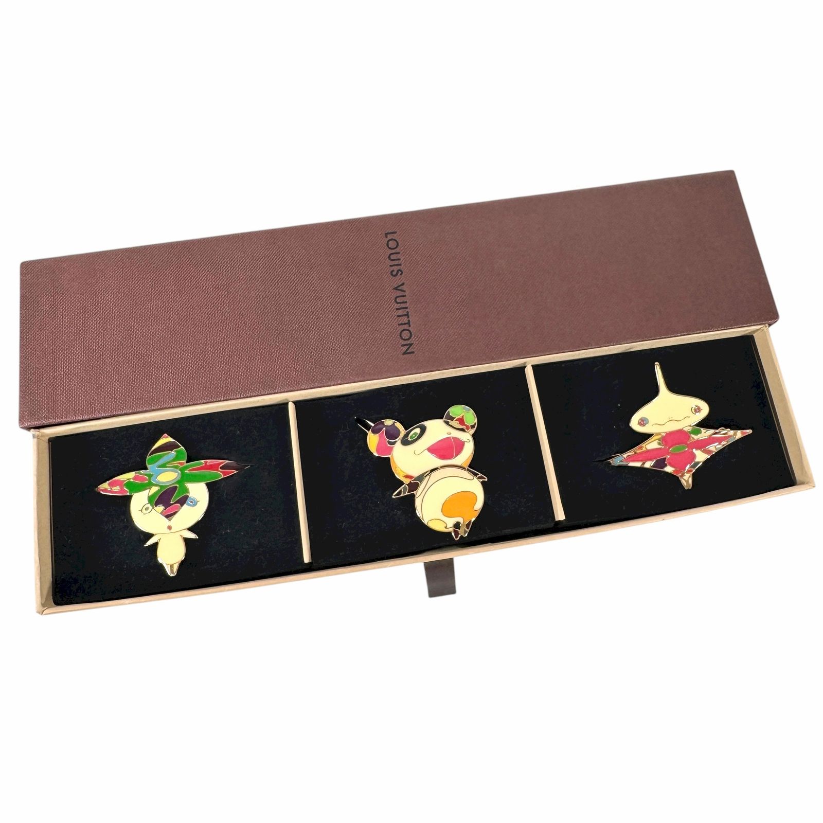 ルイヴィトン ヘアピン バレッタ パンダ オニオンヘッド フラワーハットマン 村上隆 J0589