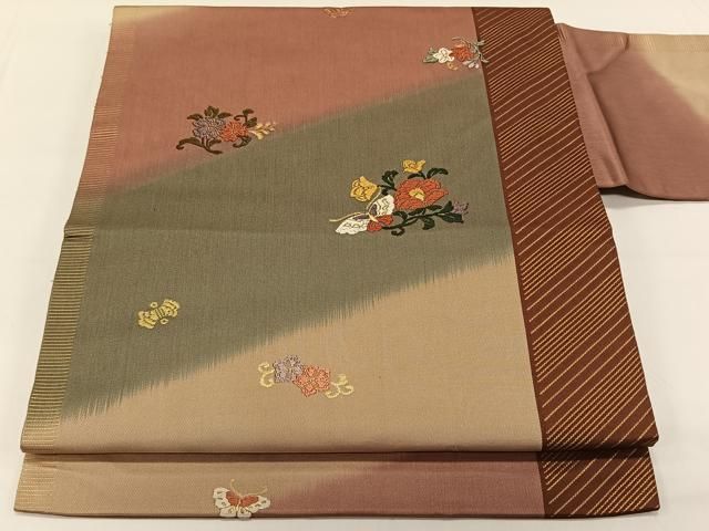 平和屋着物○全通柄 九寸名古屋帯 獅子狩文錦 金糸 正絹 逸品 CAAZ6488dy