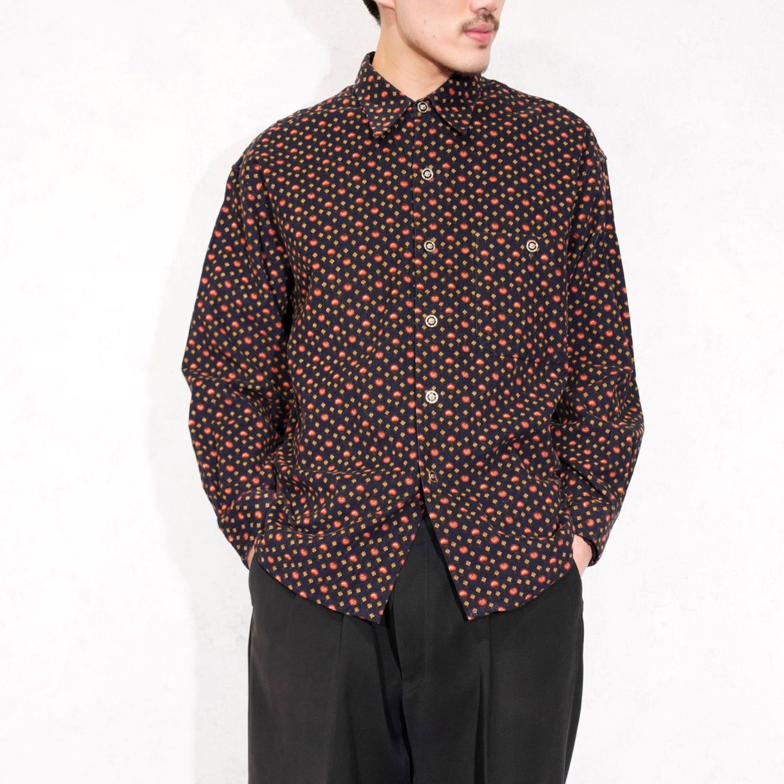 USA VINTAGE MR.FIVE PATTERNED DESIGN CORDULOY SHIRT アメリカ古着柄デザインコーデュロイシャツ