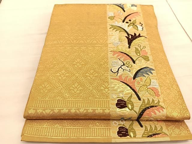 平和屋着物◎六通柄 本袋帯 唐織 更紗花文 金銀糸 正絹 逸品
