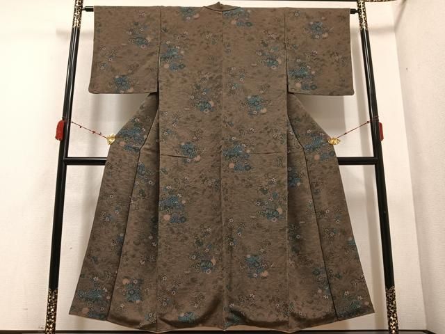 平和屋着物○上質な小紋 松 金彩 鬼しぼ縮緬 正絹 逸品 AAAY0101zg 平和