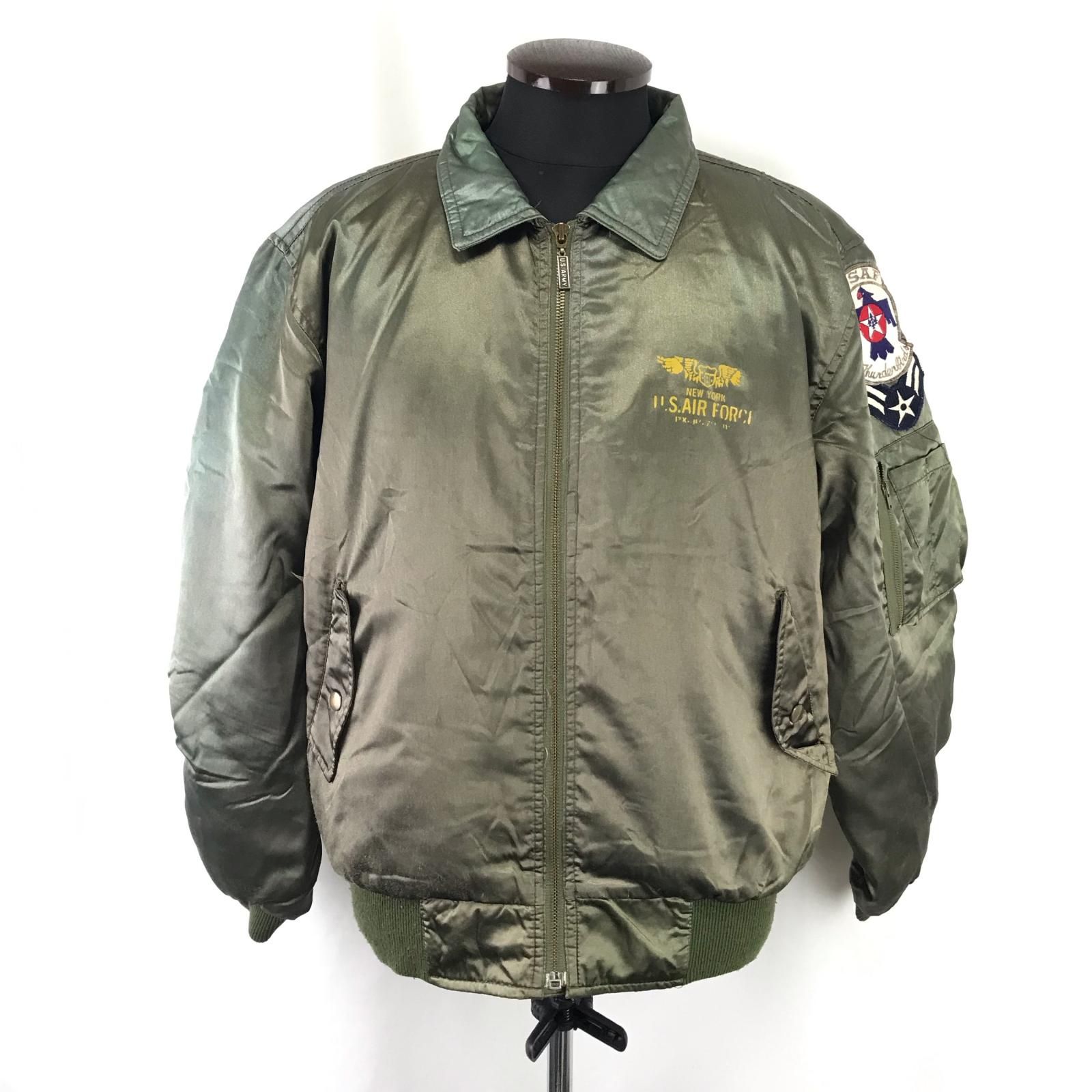 80s-90s U.S.AIR FORCE TYPE J-7 フライトジャケット メンズL カーキ CWU-36 P ミリタリーアウター ブルゾン Jacket Jumper BJ108-d