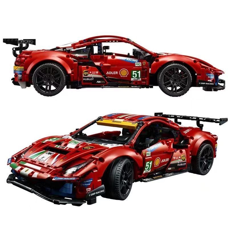 レゴ フェラーリ 488 スーパーカー ブロック 1677 PCS モーター付き おもちゃ 知育玩具 モデル 子供用 玩具 組み立て
